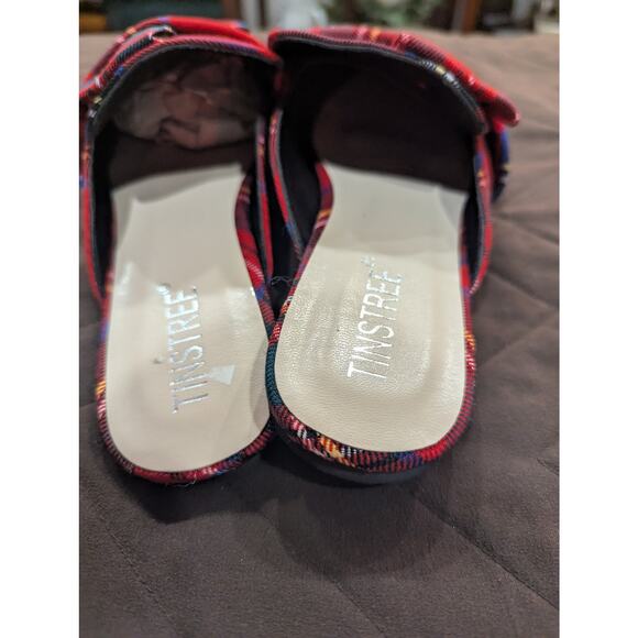 Pretty pointy toe red tartan plaid mule slides w/ bow detailing by Tinstree, 10 - Picture 5 of 6